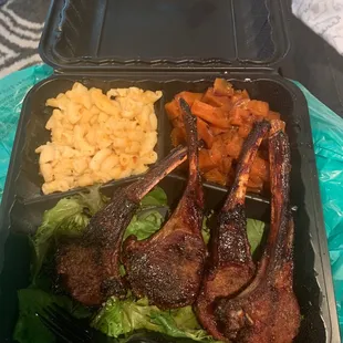 Lamb Chops , Mac &amp; Cheese &amp; Candied Yams