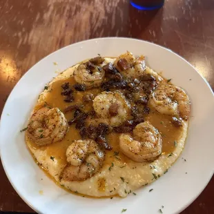 Shrimp and Grits with bacon.