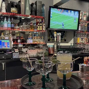 a bar with a television