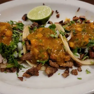 Street Tacos, 3 in a order - pork, carne asada &amp; chicken