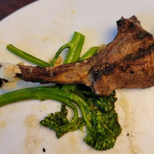 Broccoli Rabe and one of the Lamb Chops for close scrutiny.
