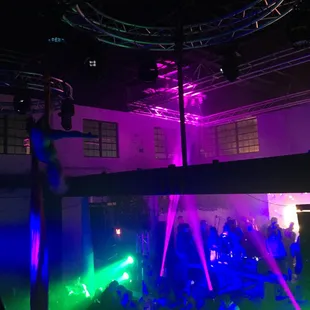 NYE at Celine. Aerial silk performance.