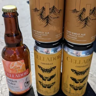 three cans of cellador ale and a bottle of cellador ale
