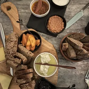 Charcuterie board &amp; their bread and dips