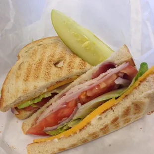 a sandwich with a pickle