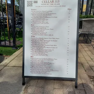 Wine List of the day