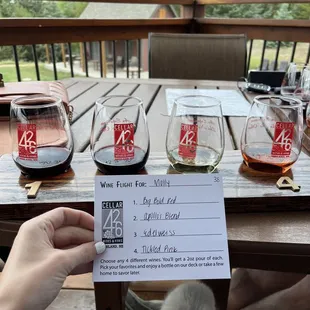 a person holding a wine tasting ticket