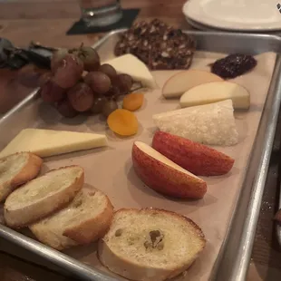 Small cheese and fruit plate.