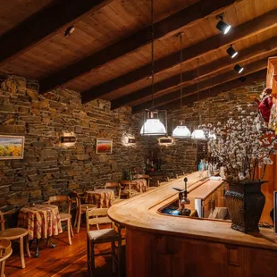 the interior of a wine cellar
