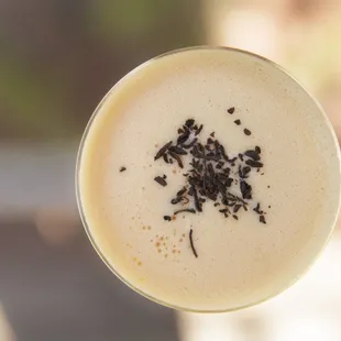 a close up of a drink in a glass