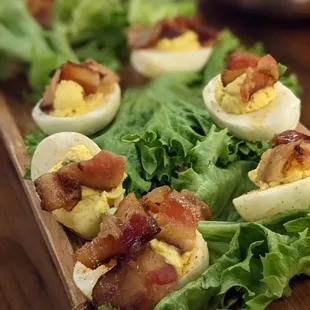 Candied Bacon Deviled Eggs