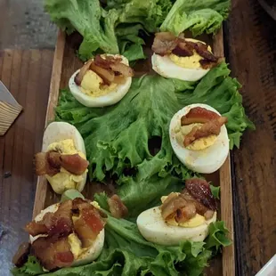 Candied Bacon Deviled Eggs