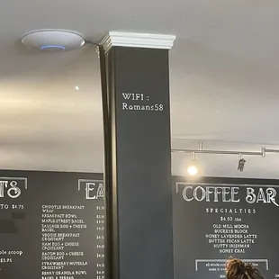 menus on the wall