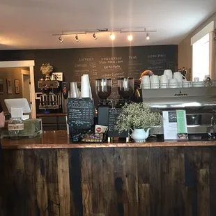 Coffee counter.