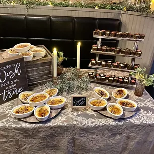a display of wine and food