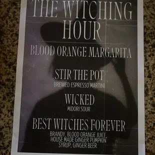 Halloween Cocktail Menu