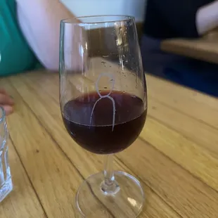 a glass of wine on a table