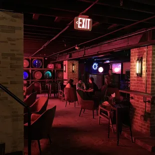 a bar with neon lights