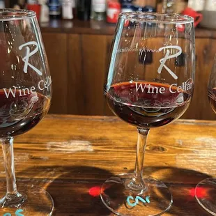Wine tasting samples of red wines