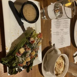 Salad and French Onion Soup