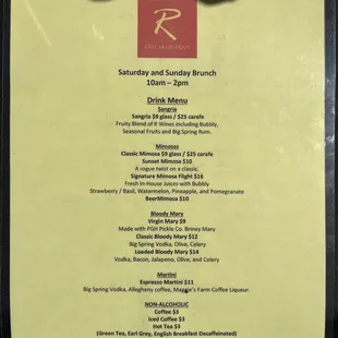 Brunch menu