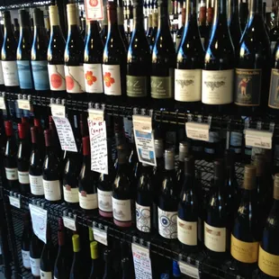 rows of wine bottles