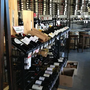 rows of wine bottles