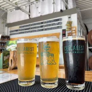 three glasses of beer