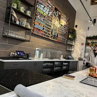 My view of the bar and the board. Choices!