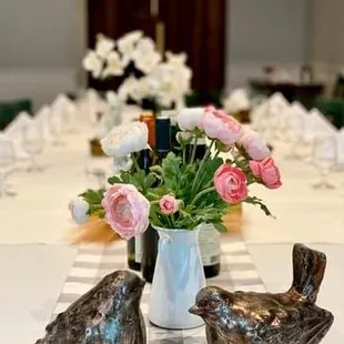 a table set for a formal dinner