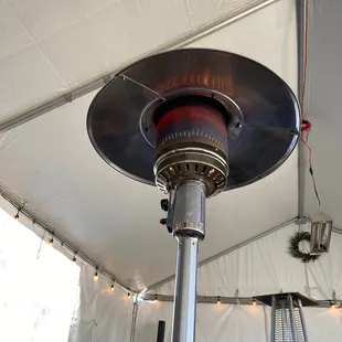 Heaters in the Patio on a snowy day