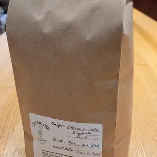 Celtic Cup freshly roasts only single origin specialty grade coffees, like this Ethiopian Yirgacheffe.