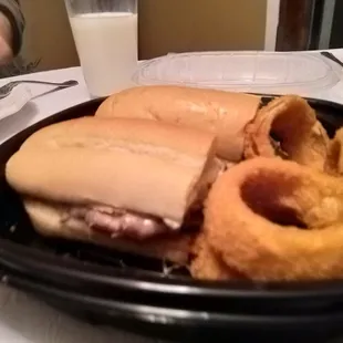 Beef Dip + Onion Rings (bad pic, sorry)