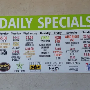 Daily specials