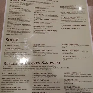Menu side 1