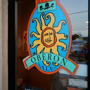 a sign in the window