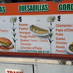 a menu for a mexican food truck