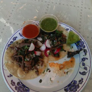 Two of the four asada tacos