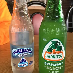 A great selection of Jarritos - and instant coffee and creamer on select tables... ? Not sure how that works!