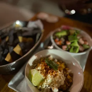 Mexican corn salad and Ceviche