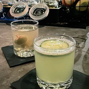 Dirty martini and cucumber martini
