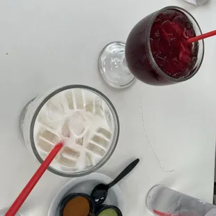 Horchata and Hibiscus aqua Fresca