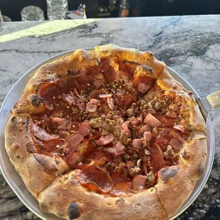 Meat Lovers Pizza. Tasted good but I feel it needed a bit more sauce. It was a