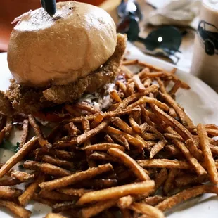 Hot Honey Fried Chicken with Sweet Potato Fries