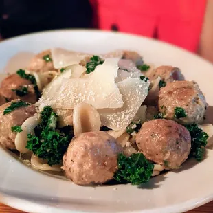 October 5, 2022; Orecchiette w. chicken meatballs and kale special ($18).
