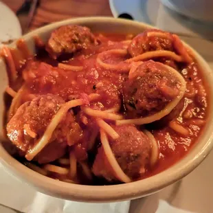 August 24, 2023; Kids spaghetti and meatballs ($10).