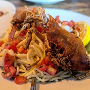 August 23, 2024; Spaghetti With Soft Shell Crabs ($28).