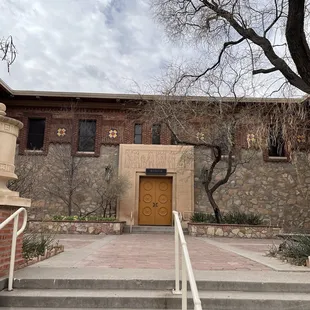 Longer view of museum entrance