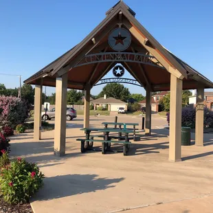 New pavilion and picnic tables
