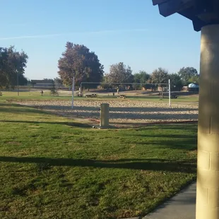 Volleyball court with net